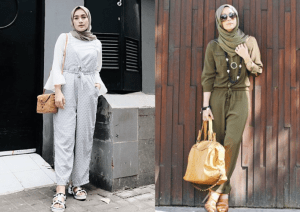 Style hijab dengan jumpsuit