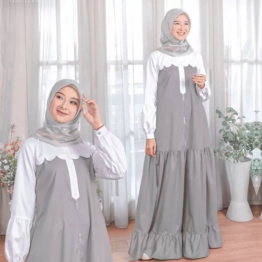 8 Gamis Dua Warna AYUMI Kombinasi Dua Warna yang Serasi