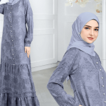 5 Ide Outfit Gamis Daily Warna Biru Super Cakep