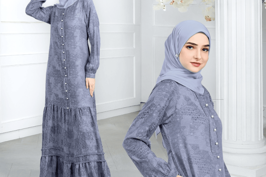 5 Ide Outfit Gamis Daily Warna Biru Super Cakep
